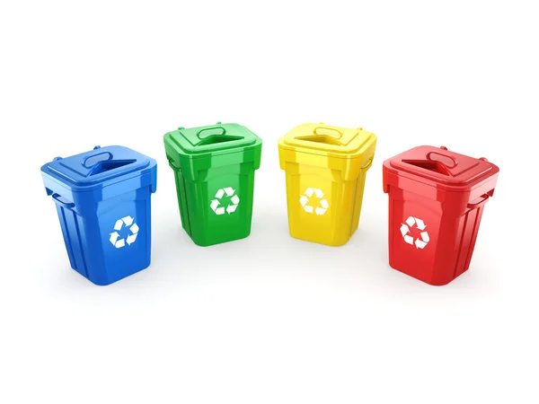 3D-rendering Multicolor Recycling bakken — Stockfoto