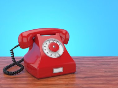 3D render eski kırmızı telefon