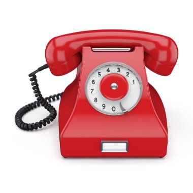 3D render eski kırmızı telefon