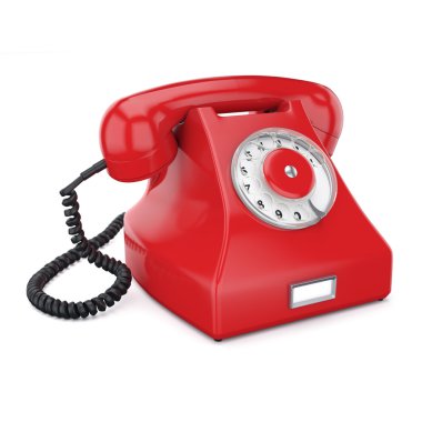 3D render eski kırmızı telefon