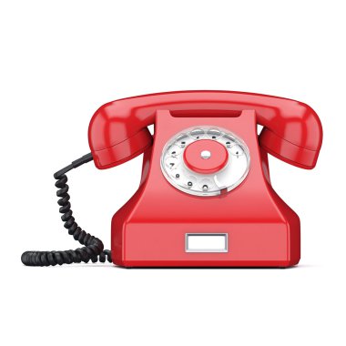 3D render eski kırmızı telefon