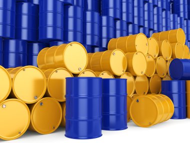 3D Render mavi ve sarı varil