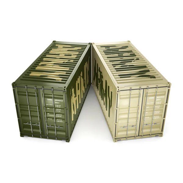 3D renderizado contenedores del ejército — Foto de Stock