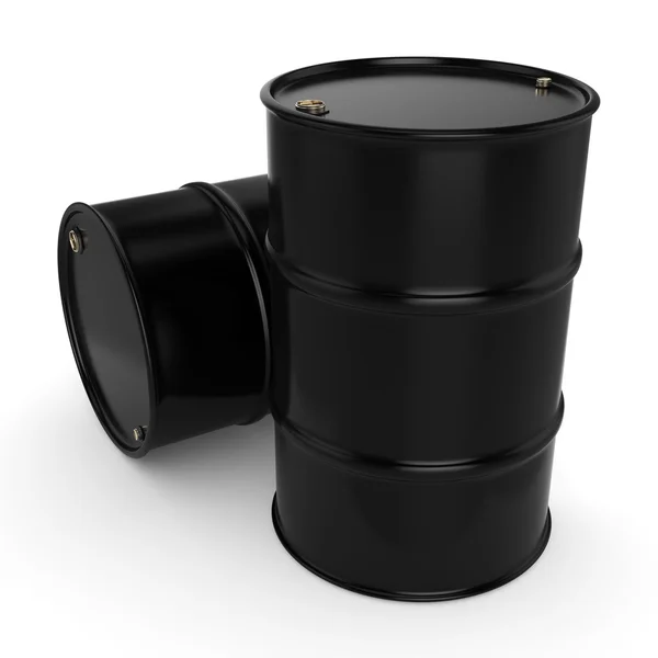 Representación 3D barriles negros — Foto de Stock