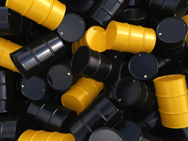 3D rendering black and yellow barrels