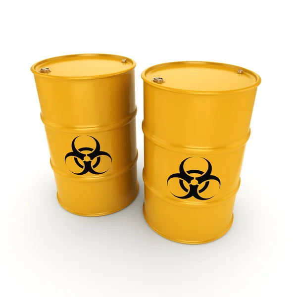 3D rendering biohazard barrels — Stock Photo, Image