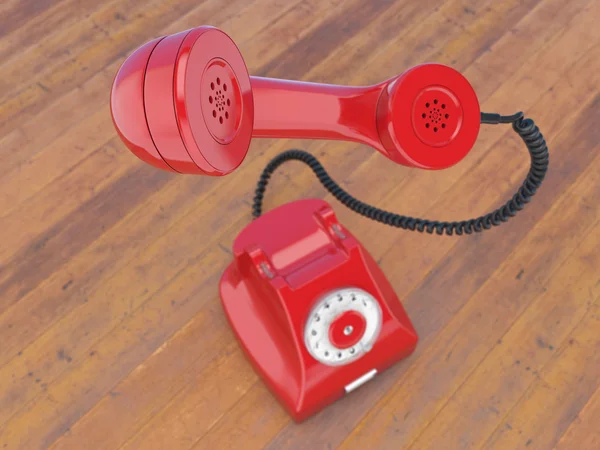 3D renderização antigo telefone vermelho — Fotografia de Stock