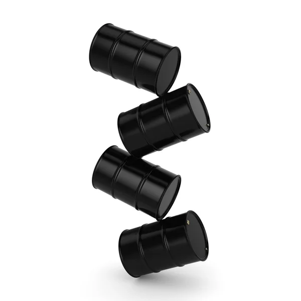 Representación 3D barriles negros —  Fotos de Stock