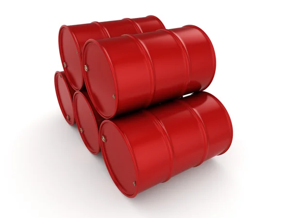 3D rendering red barrels — Stock Photo, Image