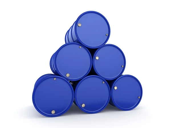 Representación 3D barriles azules — Foto de Stock