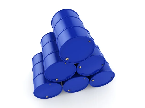 3D rendering blue barrels — Stock Photo, Image