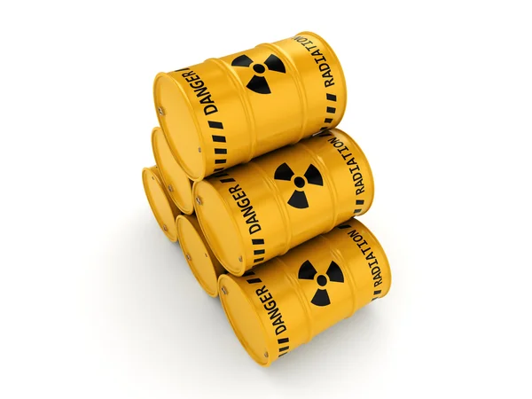 Sárga radioaktív hordók — Stock Fotó