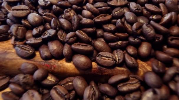 Close Rich Brown Dark Coffee Beans — Vídeo de Stock