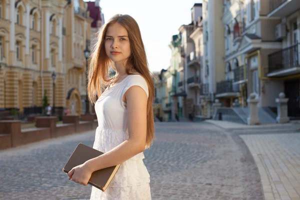 Happy student on street — Stock Photo, Image