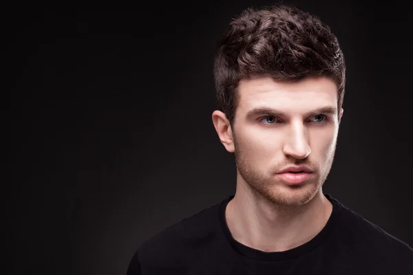 Stylish guy close up portrait on black background — Stock Photo, Image