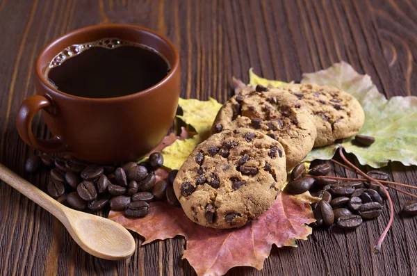 巧克力曲奇饼和咖啡 — 图库照片