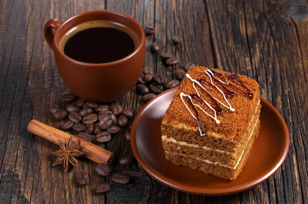 Taza de café y pastel —  Fotos de Stock