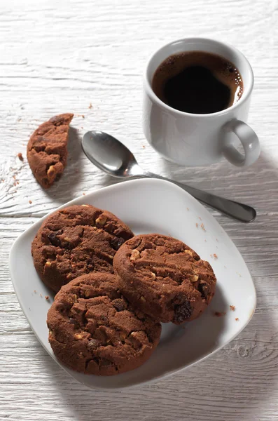 Soubory cookie s kávou — Stock fotografie