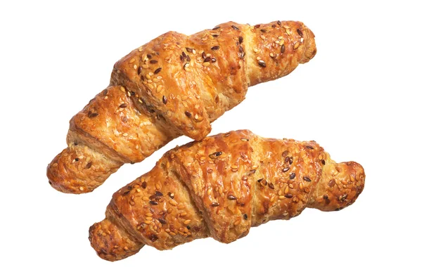 Two croissants with seeds — Stock Photo, Image