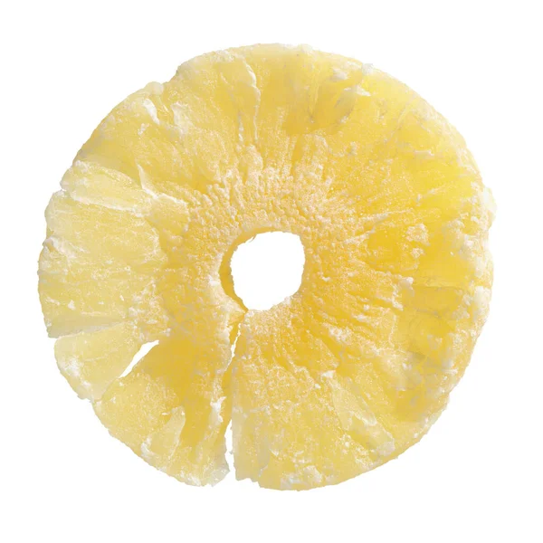 Kandované Sušené Ananas Izolované Bílém Pozadí — Stock fotografie