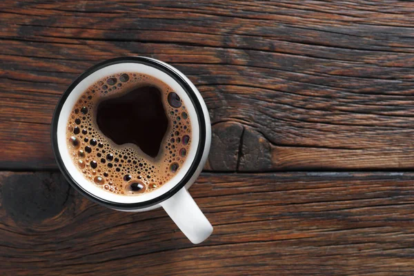 Tazza Caffè Sfondo Legno Vicino Vista Dall Alto Con Spazio — Foto Stock