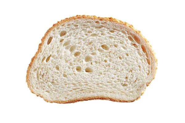 Krajíc Pšeničného Chleba Izolované Bílém Pozadí Horní Pohled — Stock fotografie