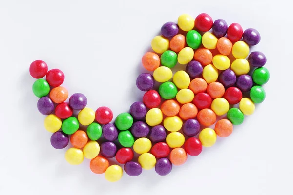 Bonbons Sucrés Colorés Sur Fond Blanc Vue Dessus — Photo