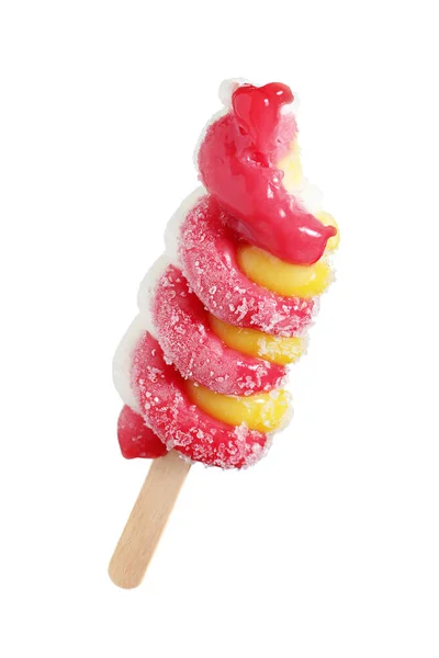 Kousnutá Ovocná Zmrzlina Hůl Izolované Bílém Pozadí — Stock fotografie