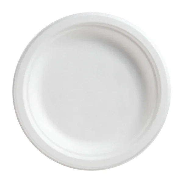 Biodegradable Paper Plate Isolated White Background Top View — Stok fotoğraf