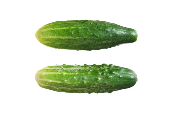 Two Fresh Cucumbers Isolated White Background Top View — Stock Photo, Image