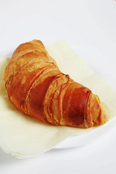 Close Croissant Served Plate White Table — Stock Photo, Image