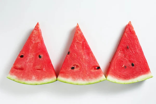 Slices Watermelon White Background Top View — Stock Photo, Image