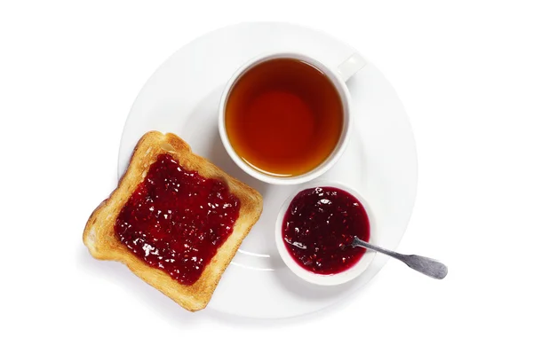 Plate with toast and tea — Stock Photo, Image