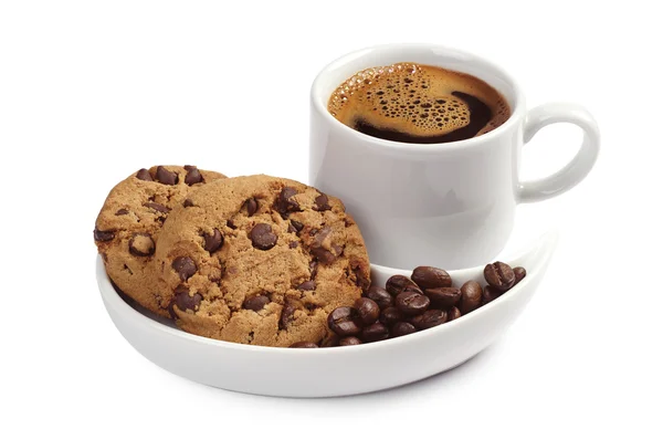 Kaffe med choklad cookies — Stockfoto