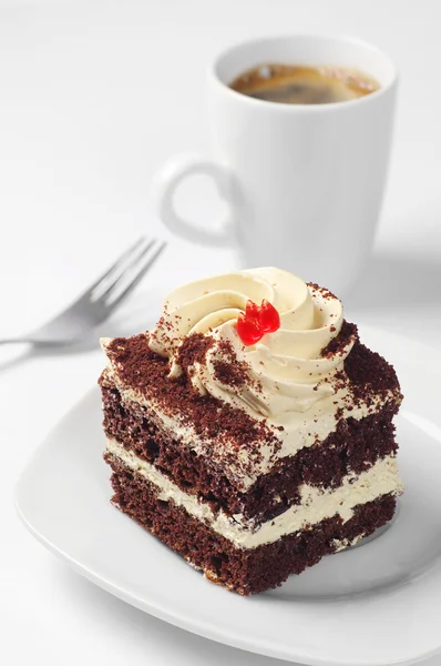 Chocolate cake and coffee — Stock Photo, Image