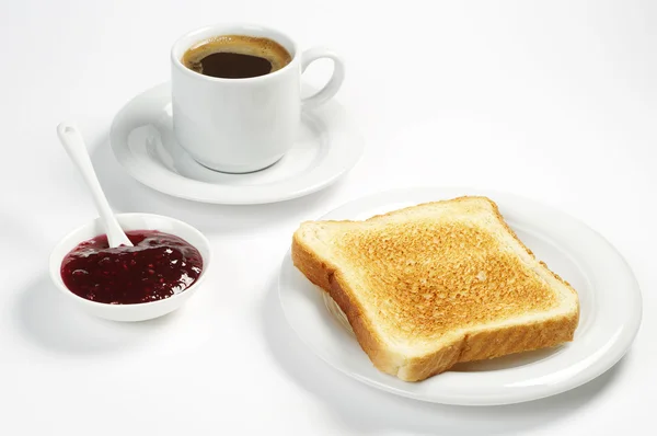 Pan tostado con mermelada y café —  Fotos de Stock