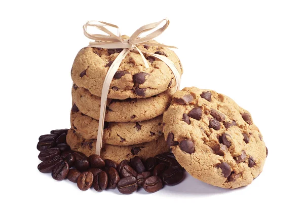 Biscotti al cioccolato e chicchi di caffè — Foto Stock