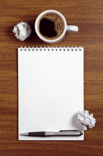 Notepad and coffee Stock Photo