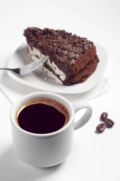 Coffee and chocolate cake — Stock Photo, Image