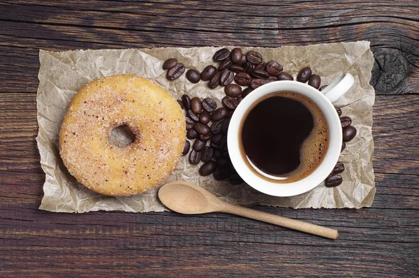 Taza de café y donut —  Fotos de Stock