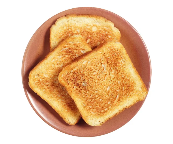 Plate with toasted bread — Stock Photo, Image