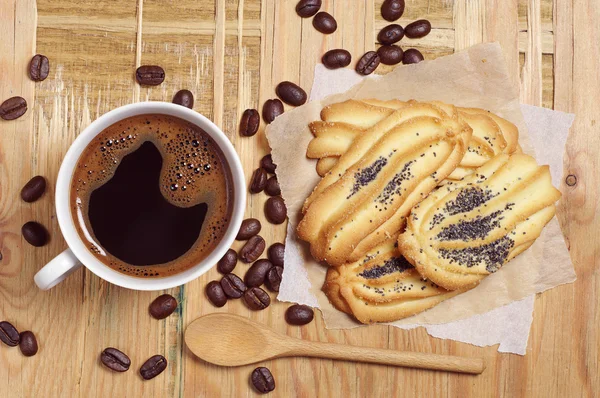 Kaffe och kakor till frukost — Stockfoto