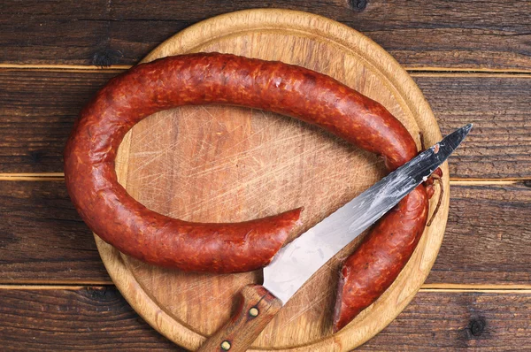 Salsiccia affumicata fatta in casa — Foto Stock