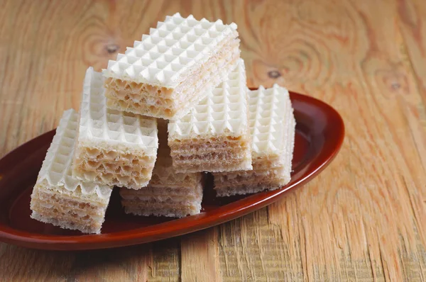 Plate with wafers — Stock Photo, Image