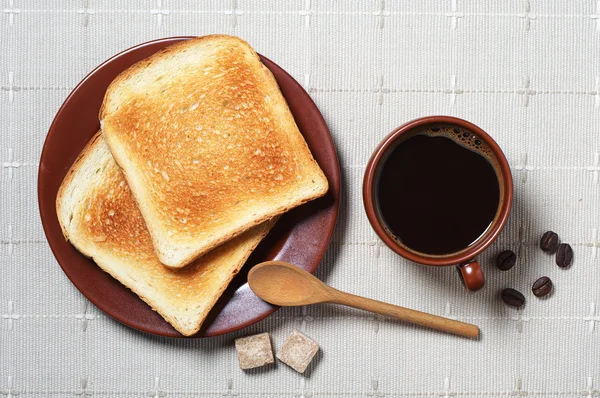 Tostadas y taza de café — Foto de Stock