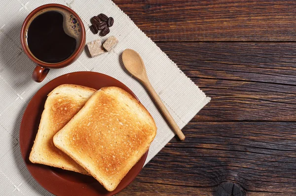 Pão torrado e café — Fotografia de Stock
