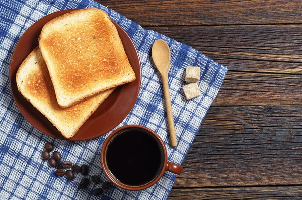 Filiżanka kawy i tosty — Zdjęcie stockowe