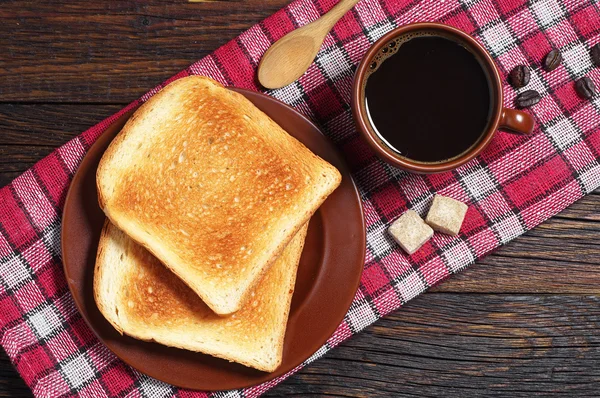 Tostadas y taza de café — Foto de Stock