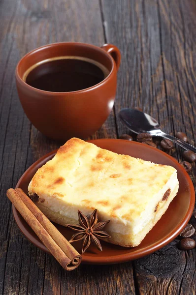 Café con tarta de queso —  Fotos de Stock