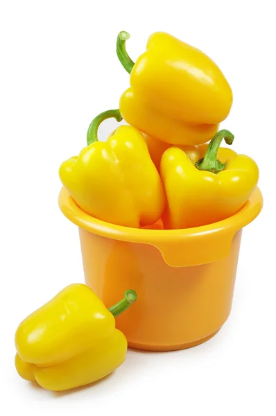 Yellow paprika in bowl — Stock Photo, Image